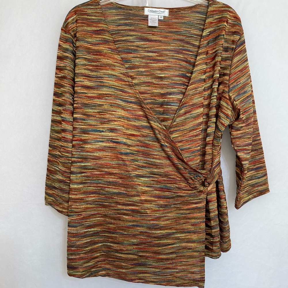 Cold water Creek one X wrap top neutral colors